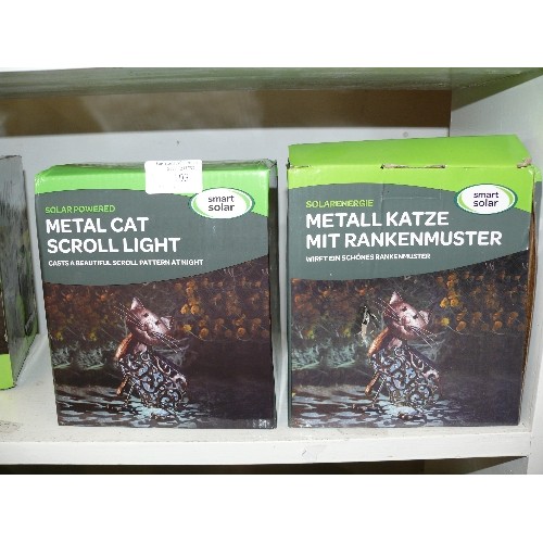 103 - 2 X METAL CAT SOLAR LIGHT, BOXED AND NEW