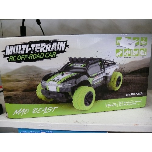 104 - MAD BEAST MULTI-TERRAIN OFF ROAD CAR REMOTE CONTROL, NEW IN BOX