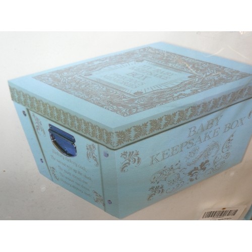 117 - A NEW COLLAPSIBLE BABY KEEPSAKE BOX PLUS A FURTHER STORAGE/LARGE GIFT BOX