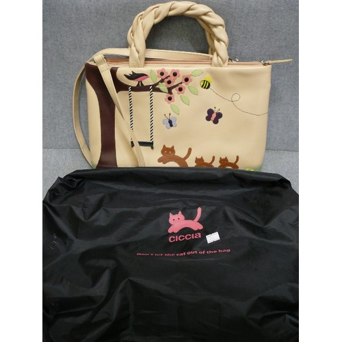 79 - A VERY NICE HANDBAG BY CICCIA WITH CAT DESIGN IN ORIGINAL DUST BAG