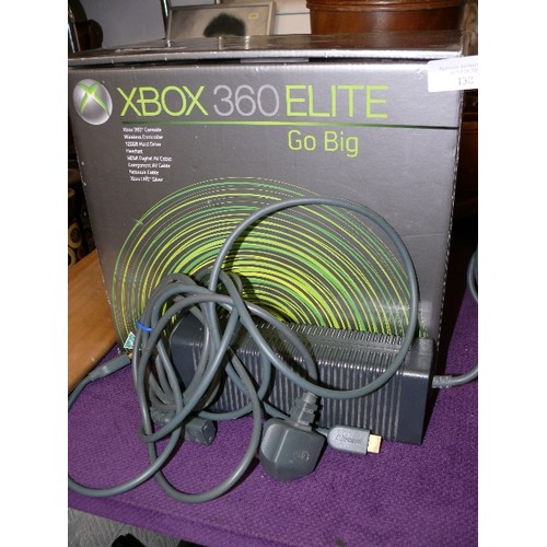 138 - A XBOX 360 ELITE TO INCLUDE CONSOLE, WIRELESS CONTROLLER,120GB HARD DRIVE, CABLES ETC., IN ORIGINAL ... 