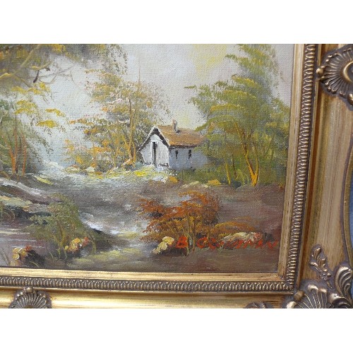 151 - A WOODLAND OIL PAINTING SIGNED BY B CRONEMAN IN A LOVELY GILT FRAME