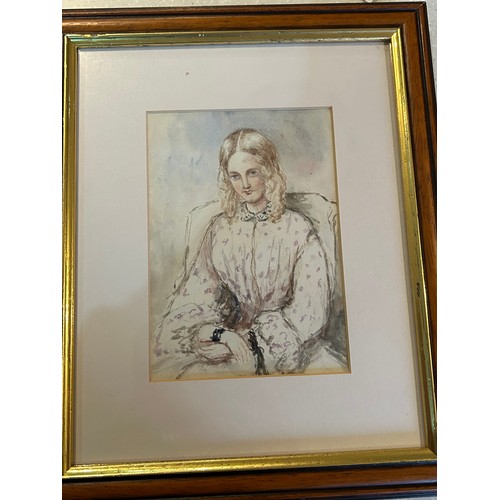 143 - A MID VICTORIAN WATERCOLOUR OF A YOUNG LADY SIGNED 