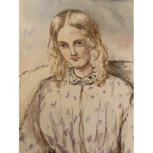 143 - A MID VICTORIAN WATERCOLOUR OF A YOUNG LADY SIGNED 