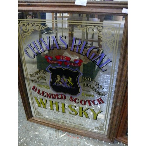 209 - A LARGE WOODEN FRAMED CHIVAS REGAL BLENDED SCOTCH WHISKY MIRROR