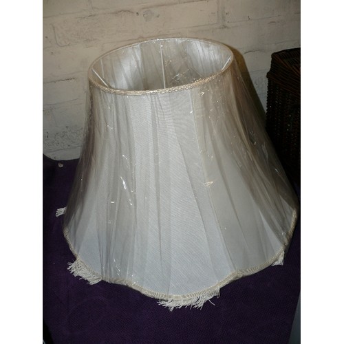 211 - A PAIR OF VERY LARGE NEW LAMPSHADES PLUS 2 FURTHER LAMPSHADES