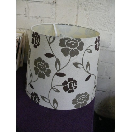 211 - A PAIR OF VERY LARGE NEW LAMPSHADES PLUS 2 FURTHER LAMPSHADES