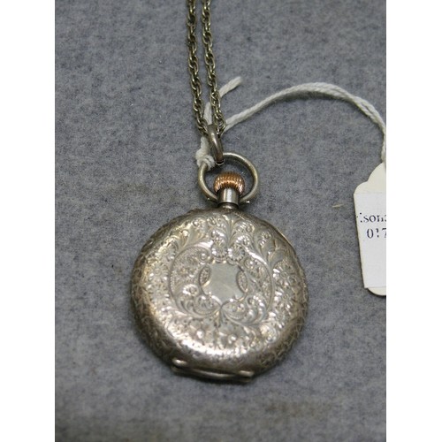 30 - A REALLY LOVELY FRENCH LADIES FOB WATCH ON A SILVER CHAIN EARLY 20th CENTURY A VERY FINE LOOKING TIM... 