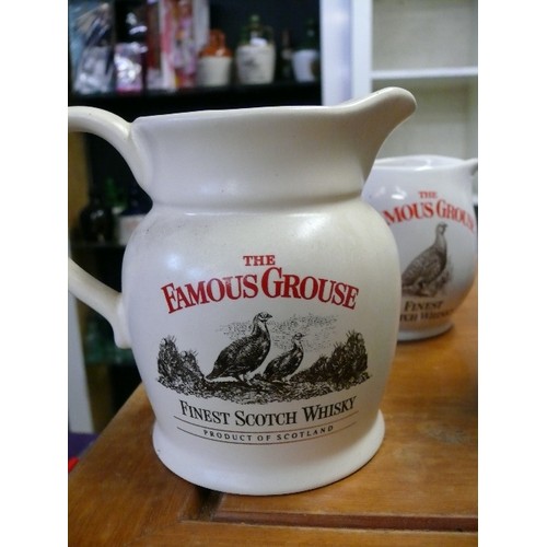 237 - 3 FAMOUS GROUSE WHISKY JUGS PLUS A HIGHLAND PARK WHISKY JUG AND A TULLAMORE DEW WHISKY JUG