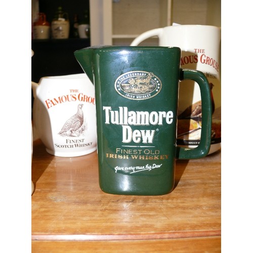 237 - 3 FAMOUS GROUSE WHISKY JUGS PLUS A HIGHLAND PARK WHISKY JUG AND A TULLAMORE DEW WHISKY JUG