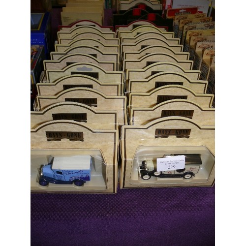 229 - 20 BOXED 'DAYS GONE BY' VEHICLES, AS NEW IN BOXES.