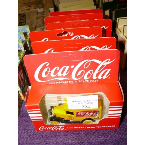 224 - A SET OF BOXED COCA COLA VEHICLES X 6