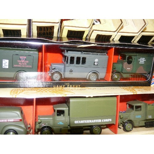 218 - THREE MILITARY VEHICLE BOX SETS, 'THE HOME FRONT COLLECTION', U.S. ARMY COLLECTION AND THE ROYAL AIR... 