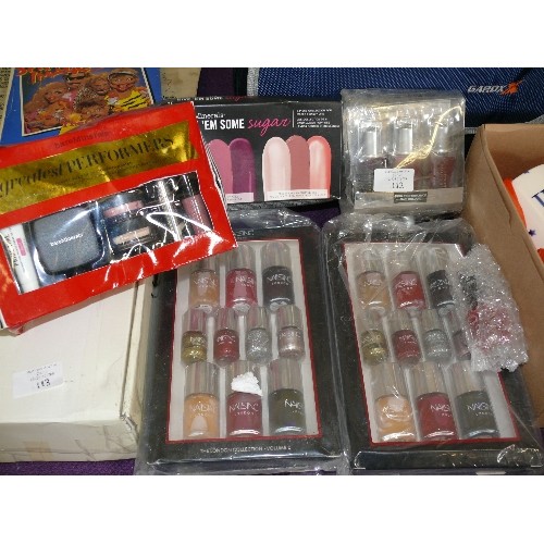 112 - A SELECTION OF VARIOUS NEW NAIL VARNISH AND OTHER MAKE-UP BY  NAILS INC AND BARE MINERALS