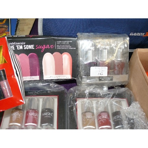 112 - A SELECTION OF VARIOUS NEW NAIL VARNISH AND OTHER MAKE-UP BY  NAILS INC AND BARE MINERALS