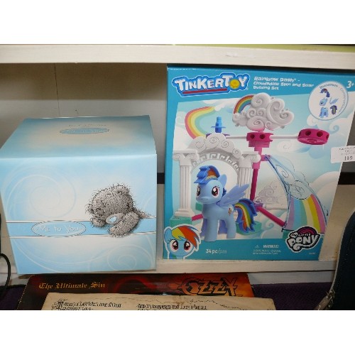 110 - A MY LITTLE PONY RAINBOW DASH CLOUDSDALE SPIN AND SOAR BUILDING SET PLUS A METO YOU LOVE LETTERS ORN... 