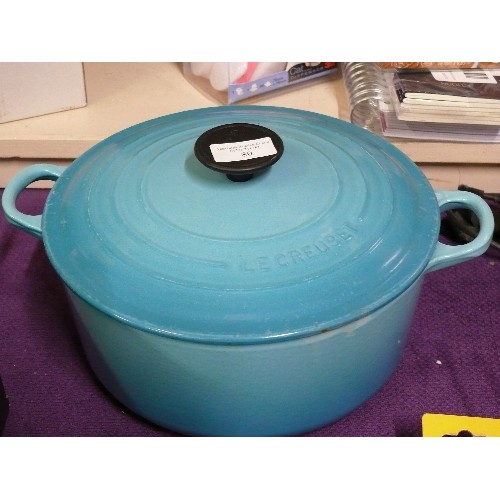 80 - LE CREUSET CAST IRON CASSEROLE POT WITH LID IN BLUE