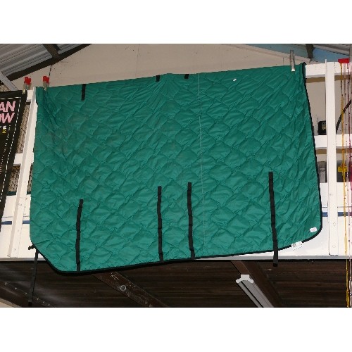 431 - GREEN QUILTED HORSE BLANKET,  BY ETAC