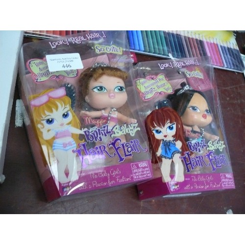 446 - BRATZ BABYZ HAIR FLAIR X 2, NEW AND BOXED