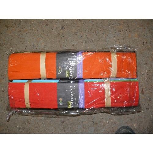 504 - 3 BOXES OF BRIGHT IDEAS CREPE PAPER ASSORTED COLOURS, PACKS OF 12. 50cm X 200cm, 4 x PACKS PER BOX.