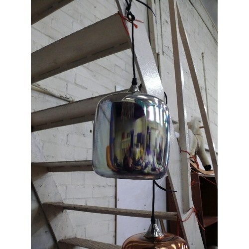 143B - CHROME COLOURED HANGING GLASS LAMPSHADE
(SEE 143A)