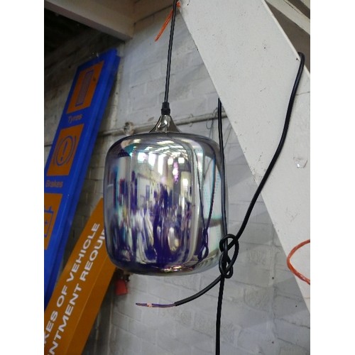 143B - CHROME COLOURED HANGING GLASS LAMPSHADE
(SEE 143A)