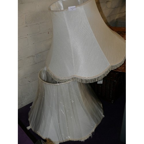 211 - A PAIR OF VERY LARGE NEW LAMPSHADES PLUS 2 FURTHER LAMPSHADES