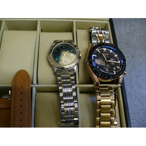 71 - A DISPLAY BOX CONTAINING 7 GOOD QUALITY WATCHES TO INCLUDE SEKONDA, LIGE AND ACCURIST