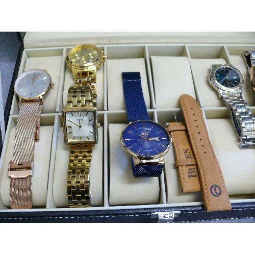 71 - A DISPLAY BOX CONTAINING 7 GOOD QUALITY WATCHES TO INCLUDE SEKONDA, LIGE AND ACCURIST