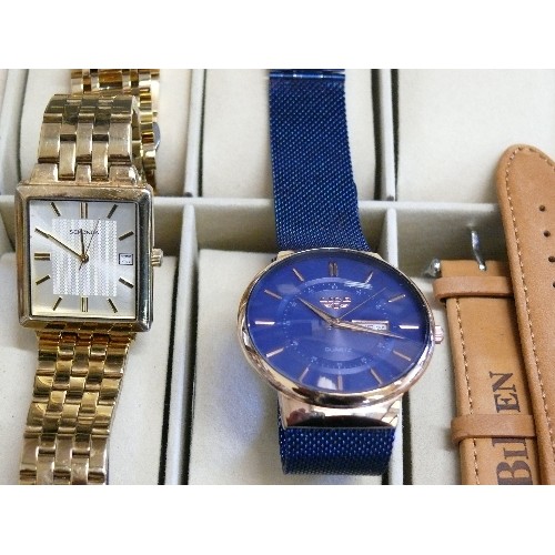 71 - A DISPLAY BOX CONTAINING 7 GOOD QUALITY WATCHES TO INCLUDE SEKONDA, LIGE AND ACCURIST