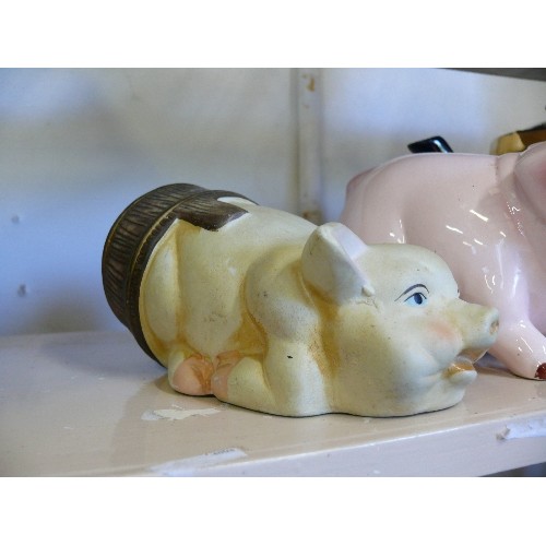 91 - 3 DECORATIVE CERAMIC PIG MONEY BOXES