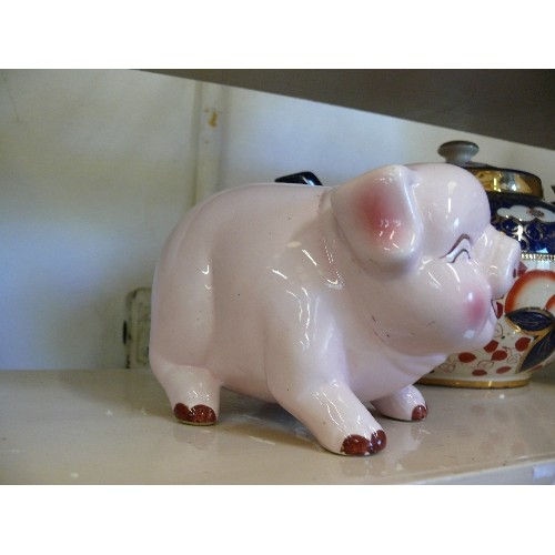 91 - 3 DECORATIVE CERAMIC PIG MONEY BOXES