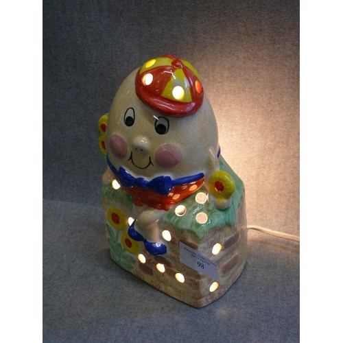 98 - A VERY NICE CERAMIC HUMPTY DUMPTY TABLE LAMP