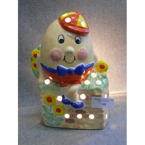 98 - A VERY NICE CERAMIC HUMPTY DUMPTY TABLE LAMP