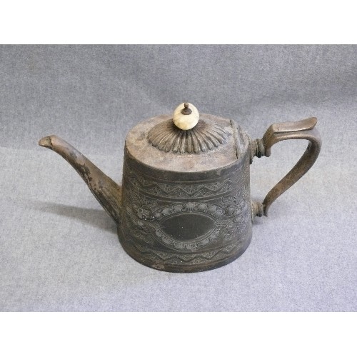 107 - A LOVELY ANTIQUE SILVER PLATE TEAPOT