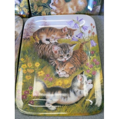 124 - A SET OF 4 CERAMIC GERMAN PLATES FEATURING KITTENS BY BRADEX