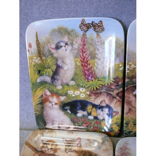 124 - A SET OF 4 CERAMIC GERMAN PLATES FEATURING KITTENS BY BRADEX