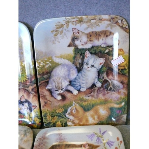 124 - A SET OF 4 CERAMIC GERMAN PLATES FEATURING KITTENS BY BRADEX