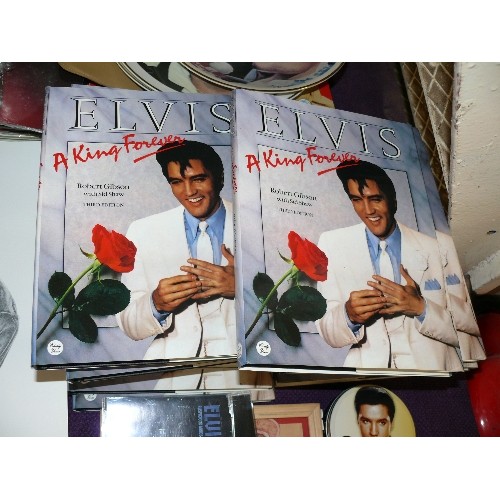 181 - A COLLECTION OF ELVIS BOOKS, PLATES, PICTURES AND CALENDARS ETC.