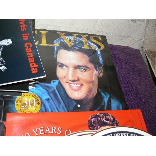 181 - A COLLECTION OF ELVIS BOOKS, PLATES, PICTURES AND CALENDARS ETC.