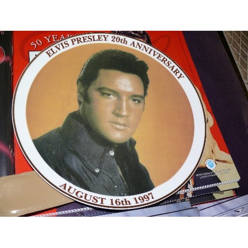 181 - A COLLECTION OF ELVIS BOOKS, PLATES, PICTURES AND CALENDARS ETC.