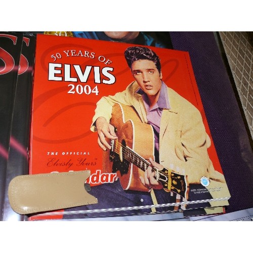 181 - A COLLECTION OF ELVIS BOOKS, PLATES, PICTURES AND CALENDARS ETC.