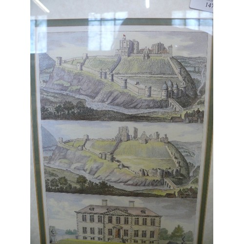 147 - A FRAMED AND GLAZED PRINT OF 'CORFE CASTLE IN ITS ORIGINAL STATE'