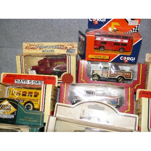 160 - A SELECTION OF 15 BOXED COLLECTORS VEHICLES, DAYS GONE BY LLEDO AND CORGI TO INCLUDE BUSES, VANS ETC