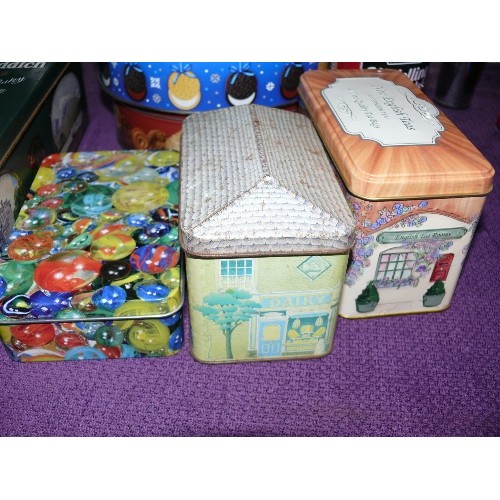 163 - A LARGE SELECTION OF VARIOUS DECORATIVE AND COLLECTABLE TINS