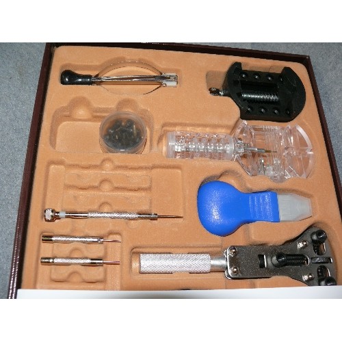 237 - A WATCH REPAIR TOOLKIT IN ORIGINAL FITTED BOX WITH INSTRUCTIONS