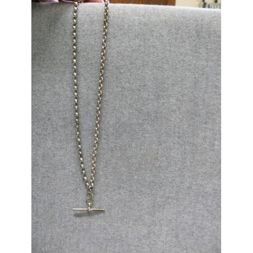 12 - A vintage Italian silver watch albert chain MADE INTO NECKLACE with T bar & FOB CLIP, marked .925 It... 