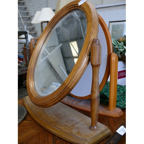 338 - 2 OVAL PINE FRAMED DRESSING TABLE MIRRORS