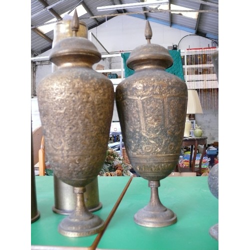 328 - 2 PAIRS OF LARGE BRASS VASES