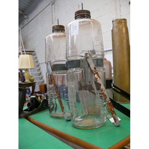 321 - 3 GLASS PARAFFIN BOTTLES FOR FILLING LAMPS